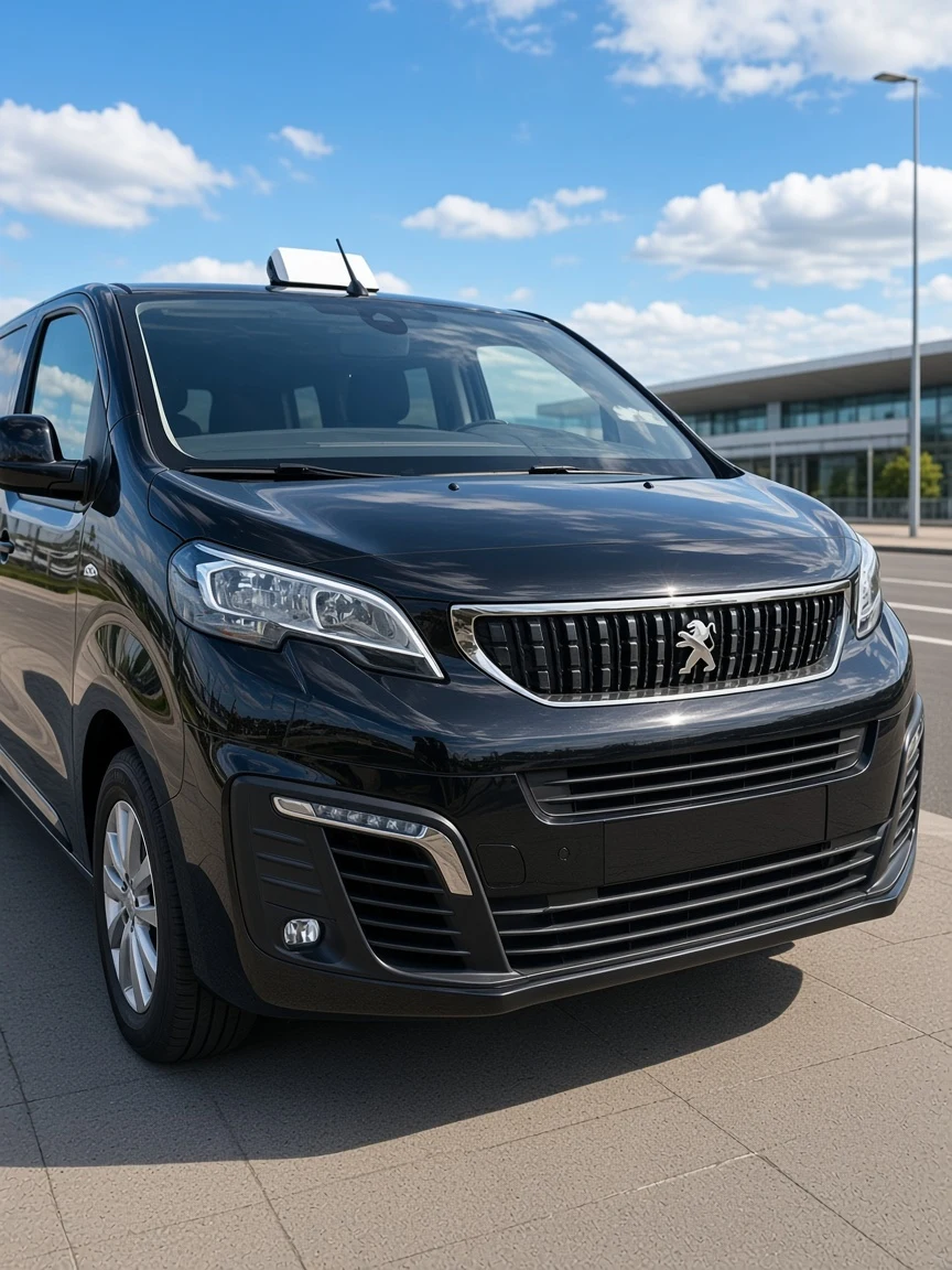 Face avant du van Peugeot Traveller noir